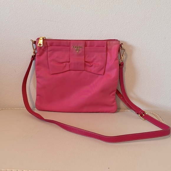Prada Hot Pink Fiocco Bow Tessuto Nylon Crossbody - Picture 4 of 15